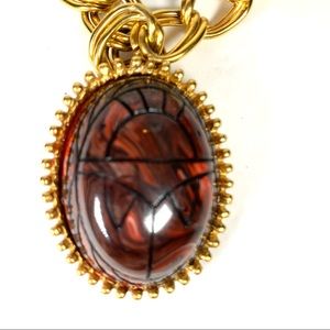 (Sale 3/$15) Scarab beetle pendant on gold tone chain necklace